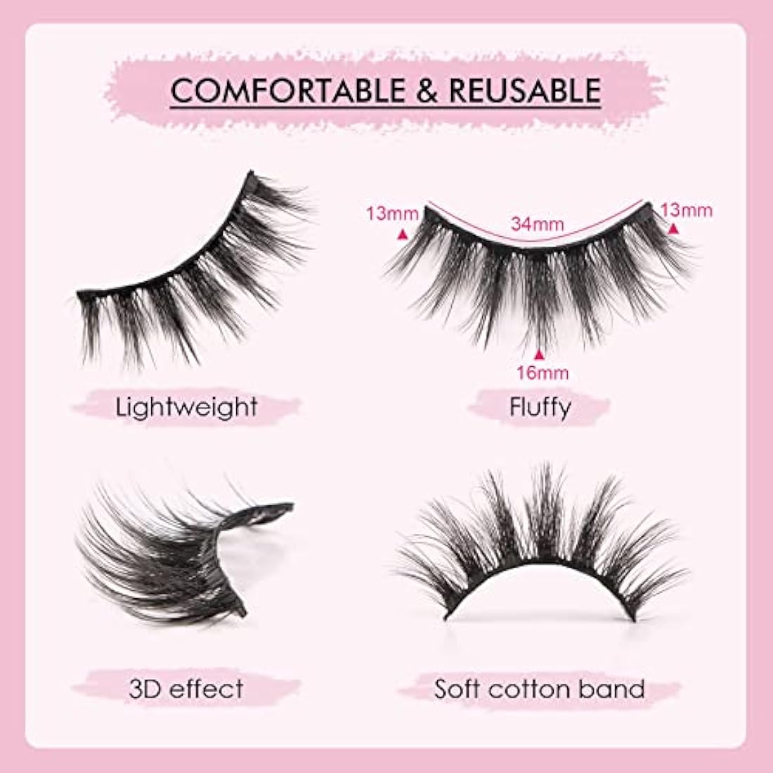 Jolof Store 3D Faux Mink Natural Wispy Eyelashes – 5 Pairs Pack