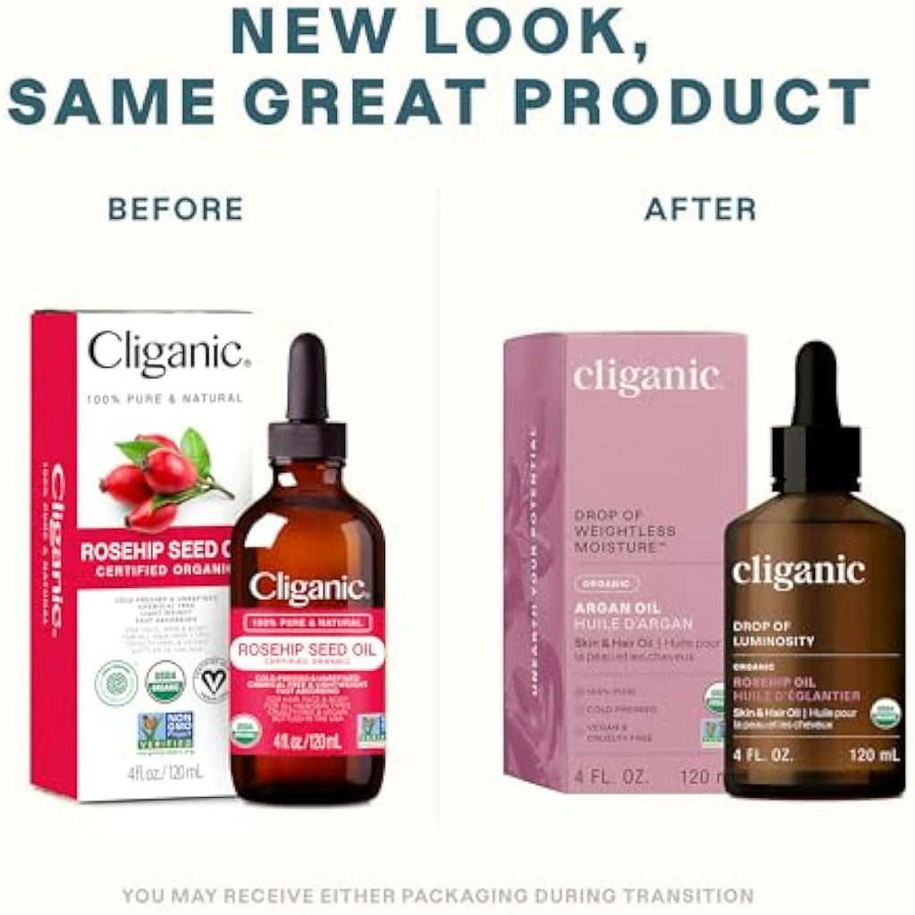 Cliganic Organic Rosehip Oil | 100% Pure Cold Pressed for Face & Hair