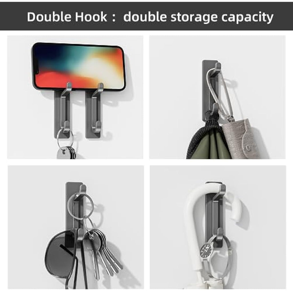 Jolof Store Adhesive Wall Hooks – Heavy Duty Stainless Steel, 4 Pack