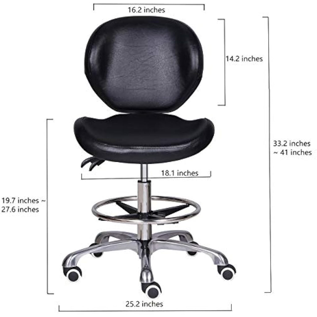 Kaleurrier Ergonomic Drafting Chair – Adjustable Swivel Stool with Backrest