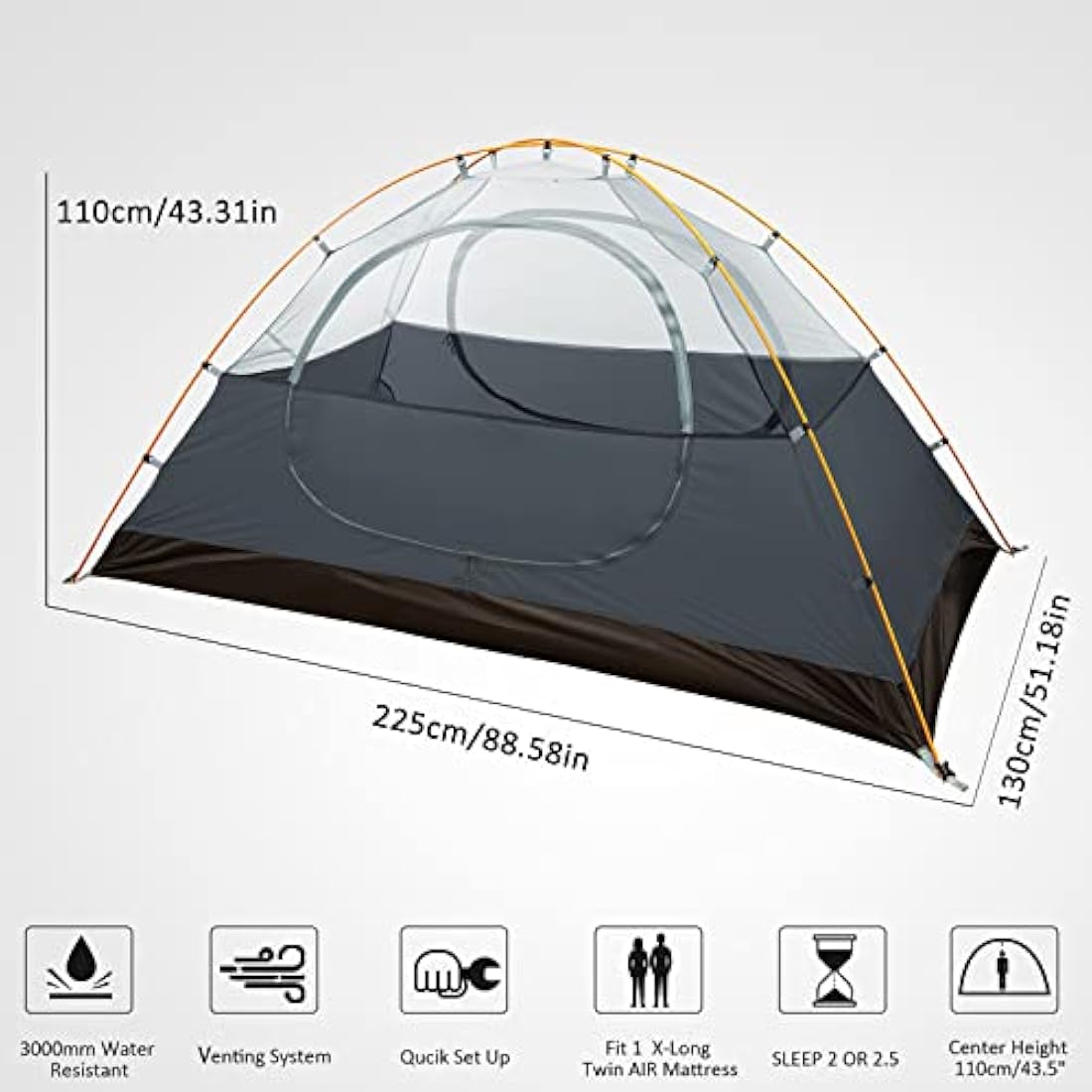 Bessport 2-Person Ultralight Backpacking Tent | Waterproof Dome Tent