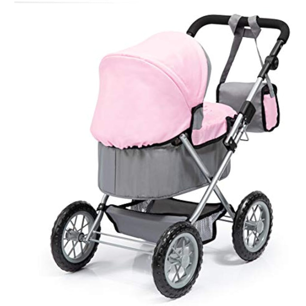 Bayer Design Dolls Pram Trendy – Foldable Toy Stroller, Grey-Pink Fairy