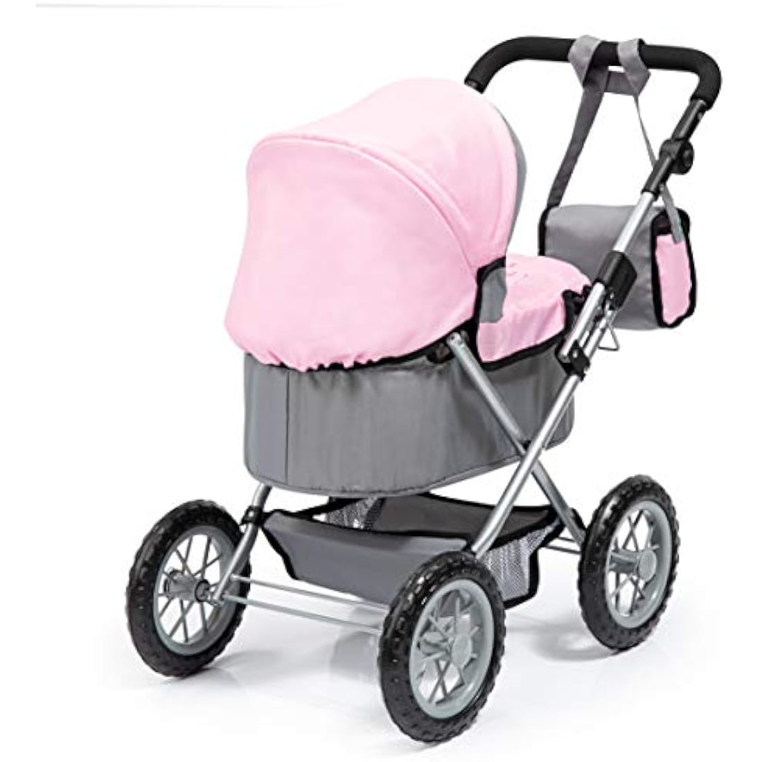 Bayer Design Dolls Pram Trendy – Foldable Toy Stroller, Grey-Pink Fairy