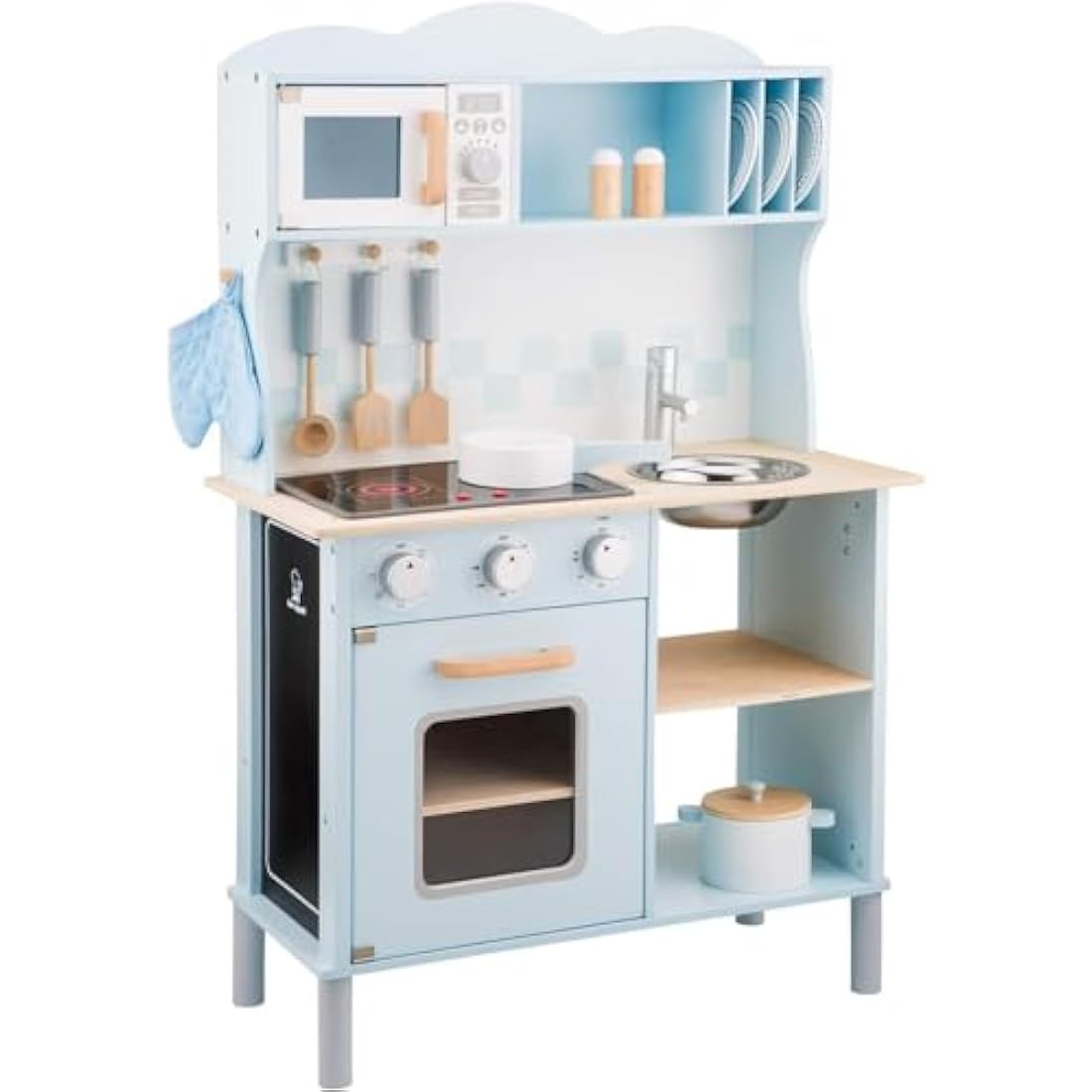 New Classic Toys Modern Kitchenette - Wooden Play Kitchen, Blue