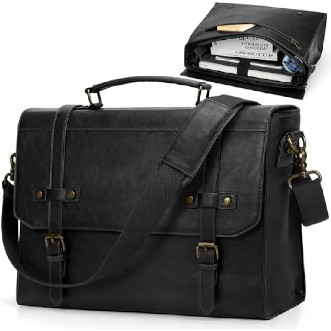 17.3 Inch Leather Messenger Bag | Vintage Laptop Briefcase