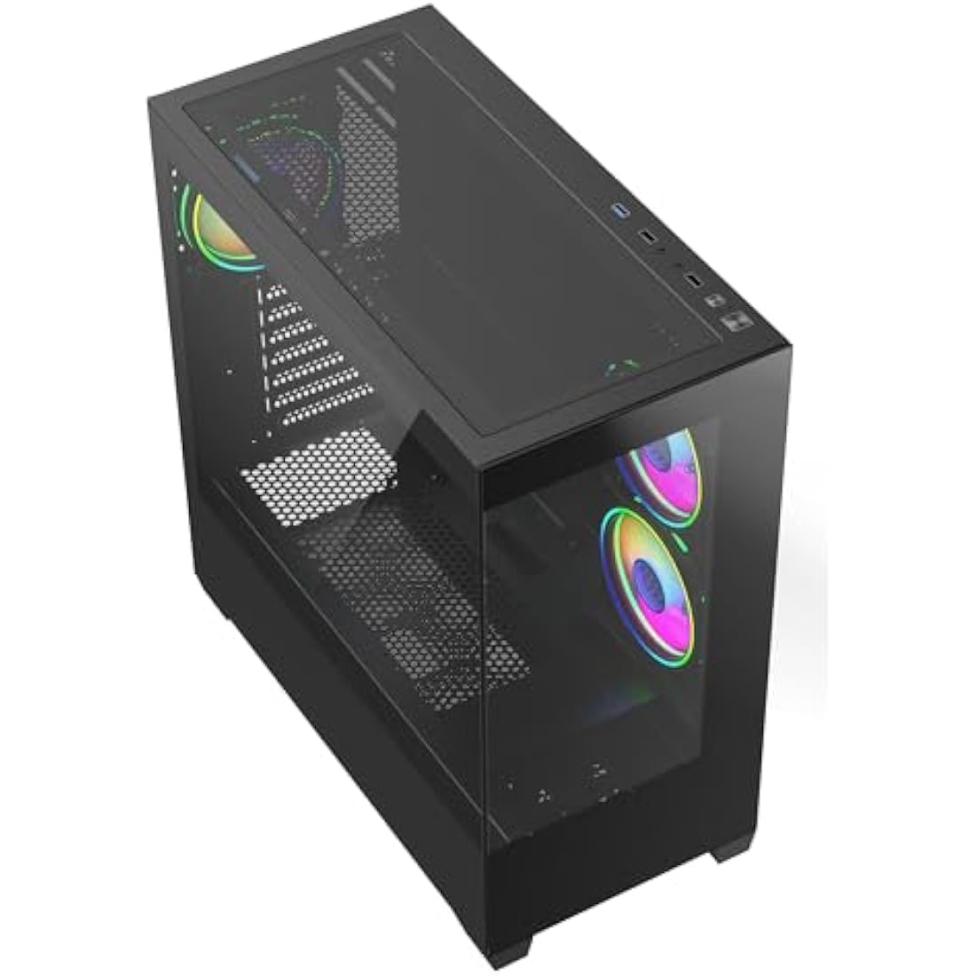 CiT Sense ATX Gaming Case – Black Dual Tempered Glass with 3 ARGB Fans