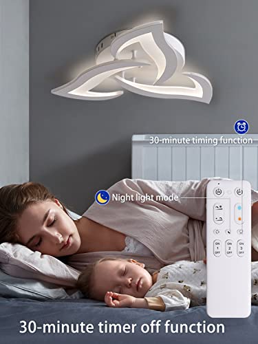 KAUCQI 56cm Petal LED Ceiling Light | Dimmable 15W Modern Lamp with Remote