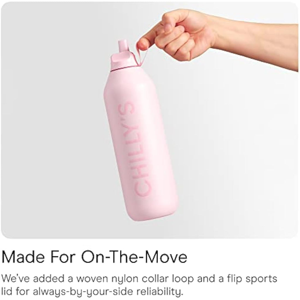 Chilly's Series 2 Flip Water Bottle – Insulated Stainless Steel, 1L