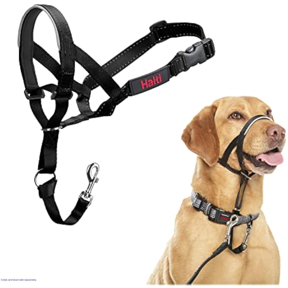 Halti Headcollar - Anti-Pull Dog Training Harness, Padded & Reflective, Black