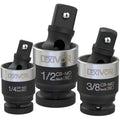 LEXIVON Slim Impact Universal Joint Set | 3-Piece Cr-Mo Steel Swivel Sockets