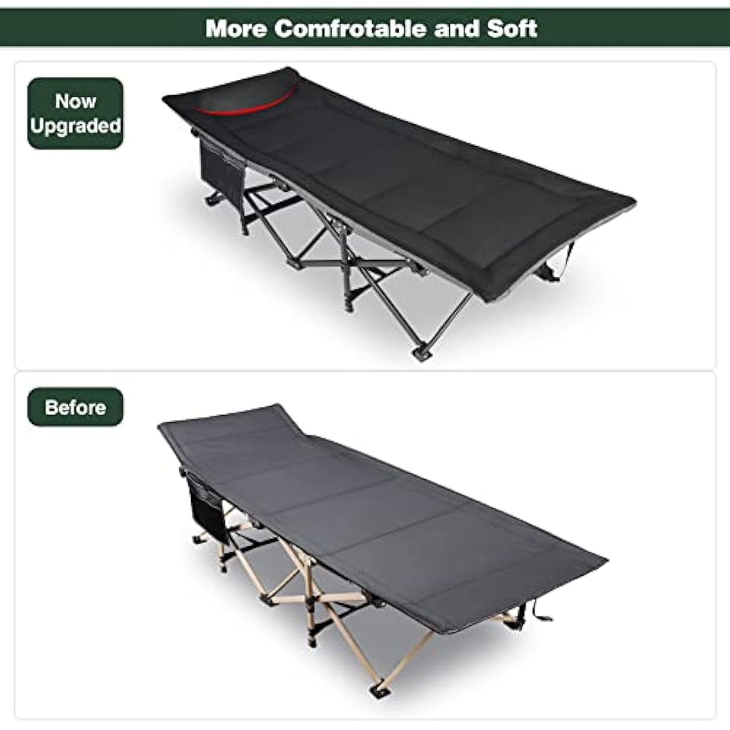 REDCAMP Heavy Duty Folding Camping Cot | Extra Wide Bed with Cushion