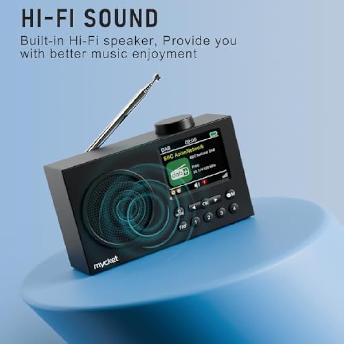 Mycket Portable DAB/DAB+ Digital Radio | Bluetooth, Rechargeable & Dual Alarm