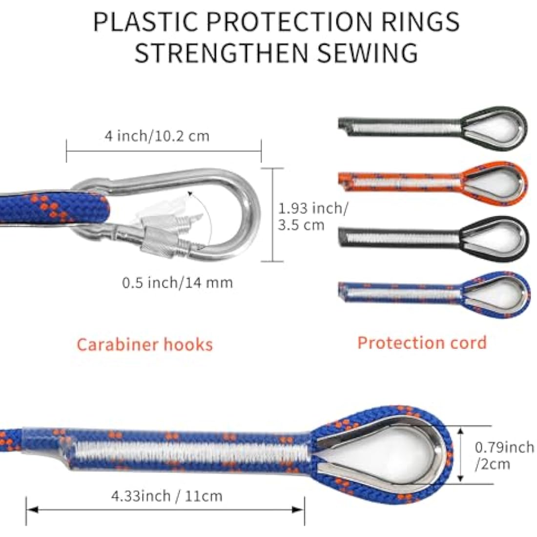 NewDoar 8mm Static Climbing Rope – 14KN Safety Cord with 2 Carabiners