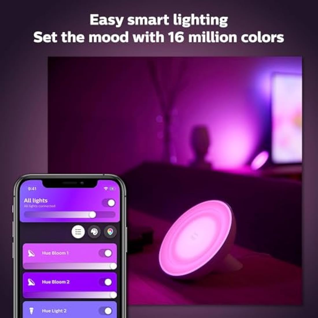 Philips Hue Bloom Smart LED Table Lamp – White & Color Ambiance