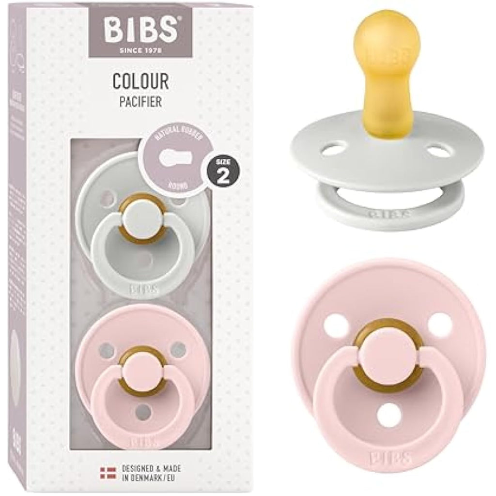 BIBS Colour Pacifier 2-Pack | Natural Rubber Latex Size 2 | Haze/Blossom