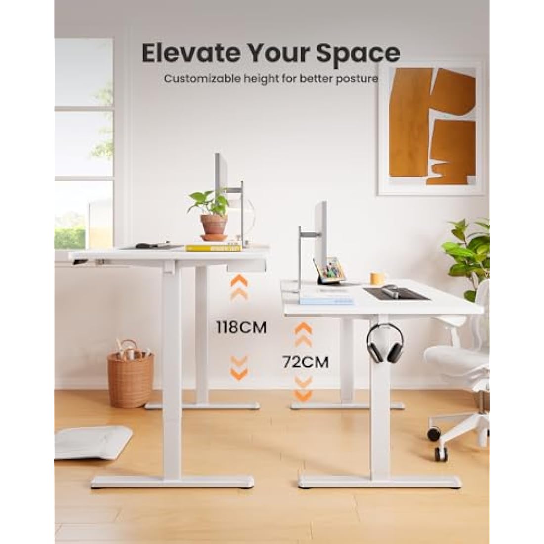 ErGear Electric Standing Desk | 160x80cm Height Adjustable Table with Drawer