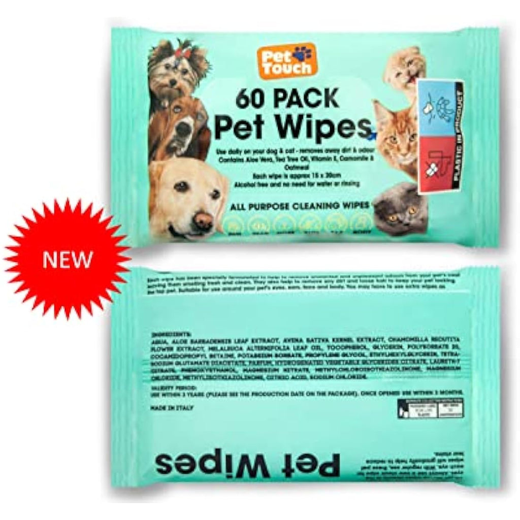 Dog Wipes – Alcohol-Free Pet Cleaning Wipes with Aloe, 60ct