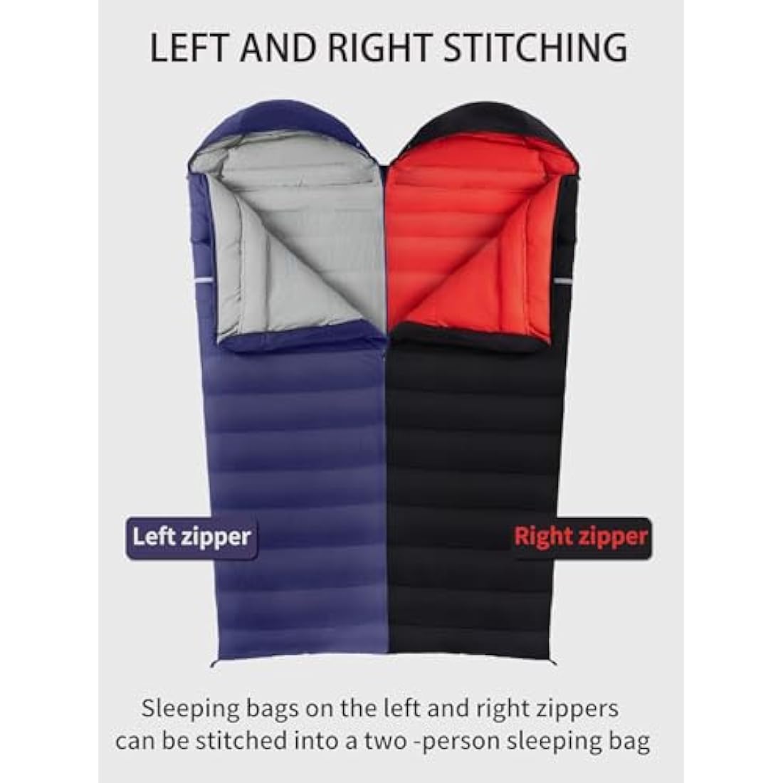 QEZER Down Sleeping Bag | Lightweight 4-Season Rectangular Nylon Bag