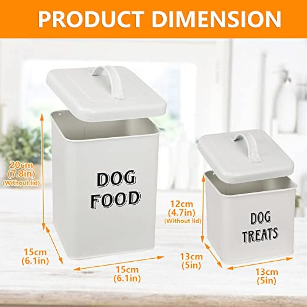 Morezi Farmhouse Pet Food and Treats Container Set with Scoop – Carbon Steel