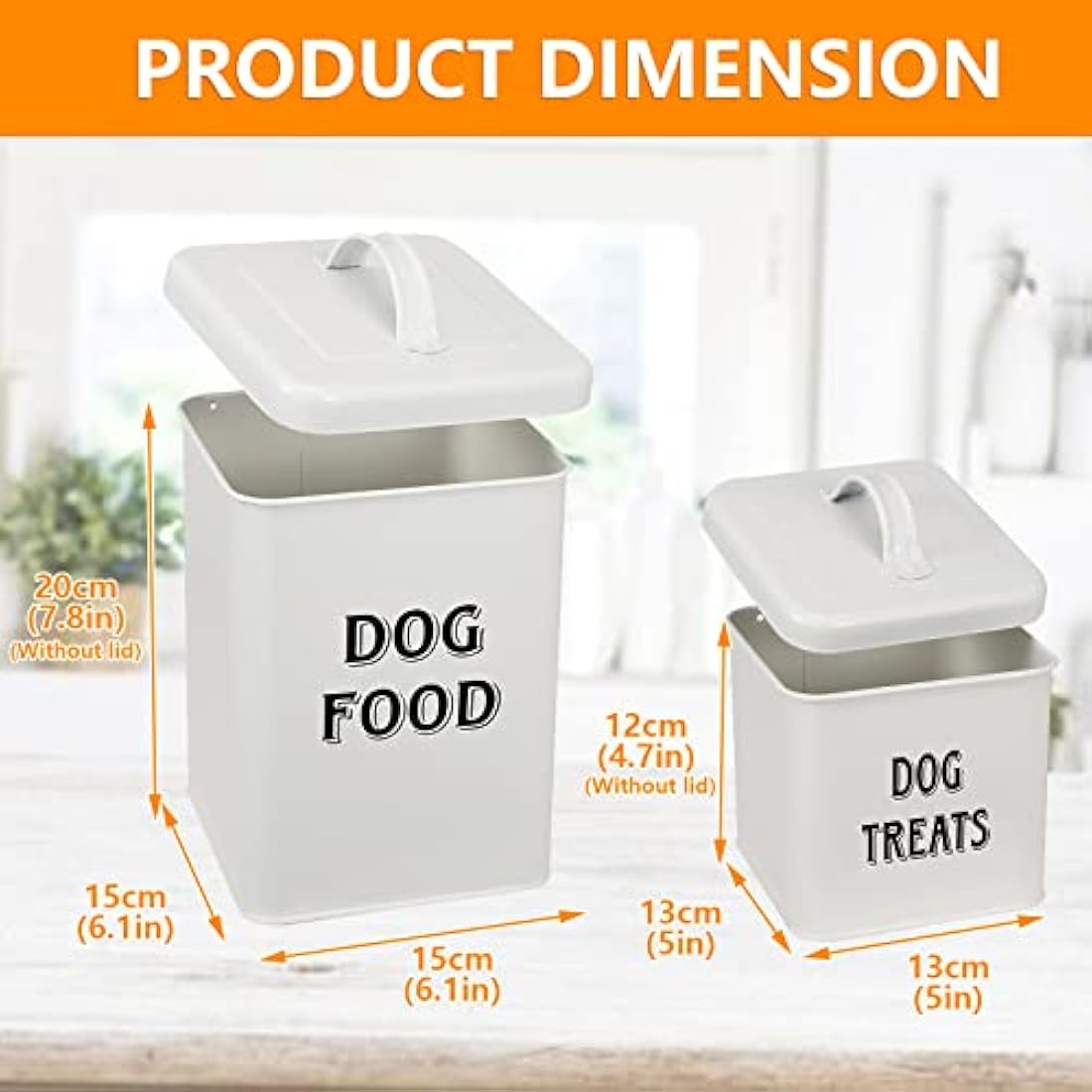 Morezi Farmhouse Pet Food and Treats Container Set with Scoop – Carbon Steel