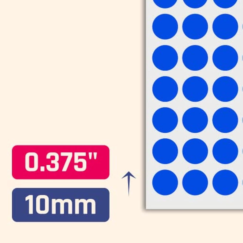 Jolof Store 10mm Round Blue Dot Stickers - 15,000 Self-Adhesive Labels