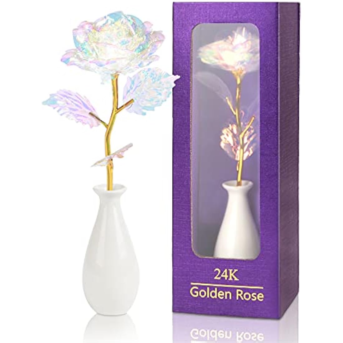 24k Galaxy Rose – Eternal Gold Flower with Ceramic Vase