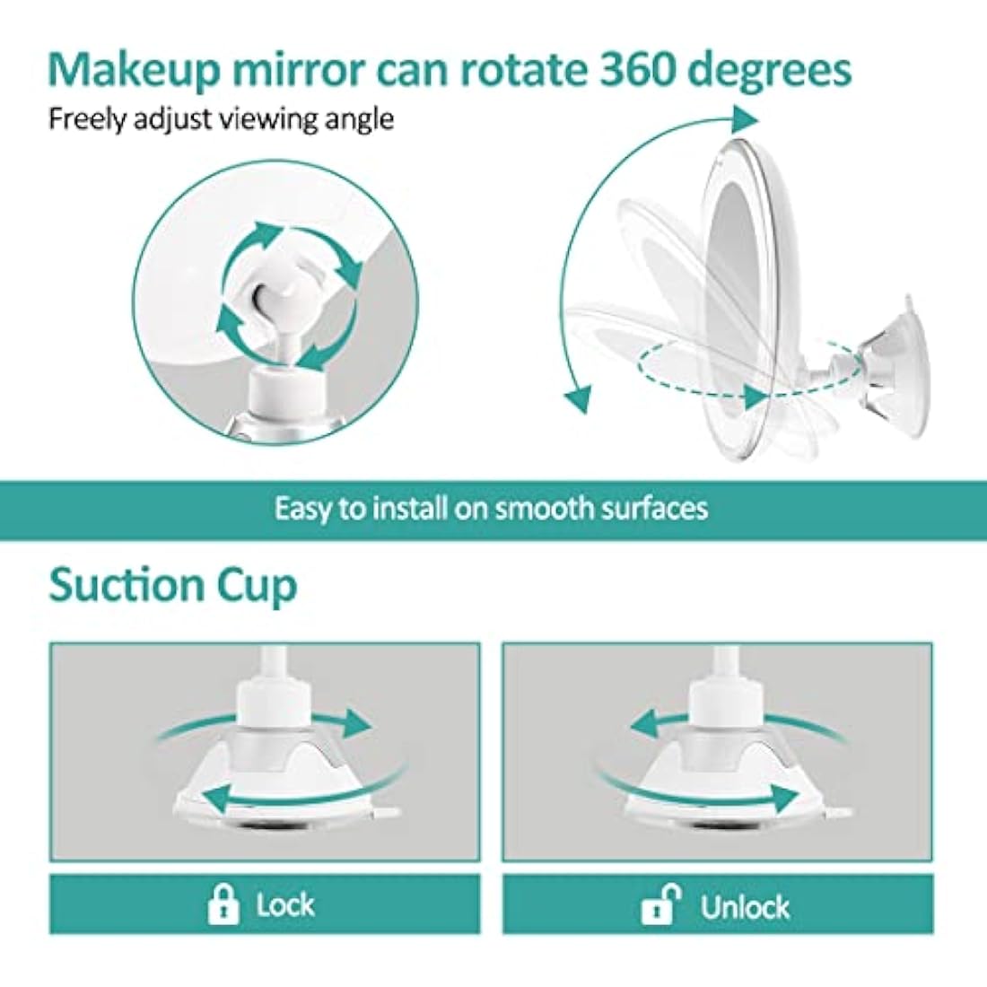 Jolof Store 5X Magnifying LED Travel Mirror | Suction Mount & 360° Swivel