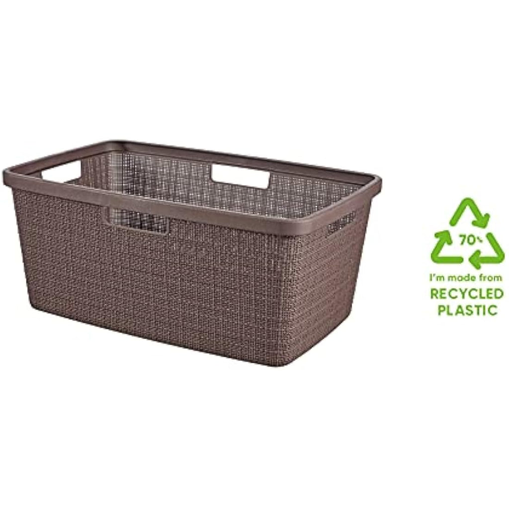 Curver Jute 46L Recycled Woven Laundry Basket – Peppercorn Grey
