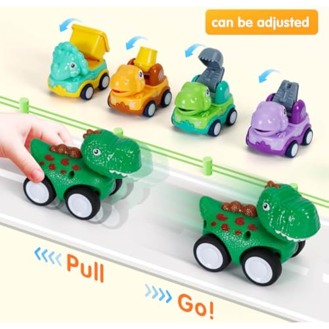 10-Piece Pull Back Dinosaur Toy Cars with Playmat & Bag
