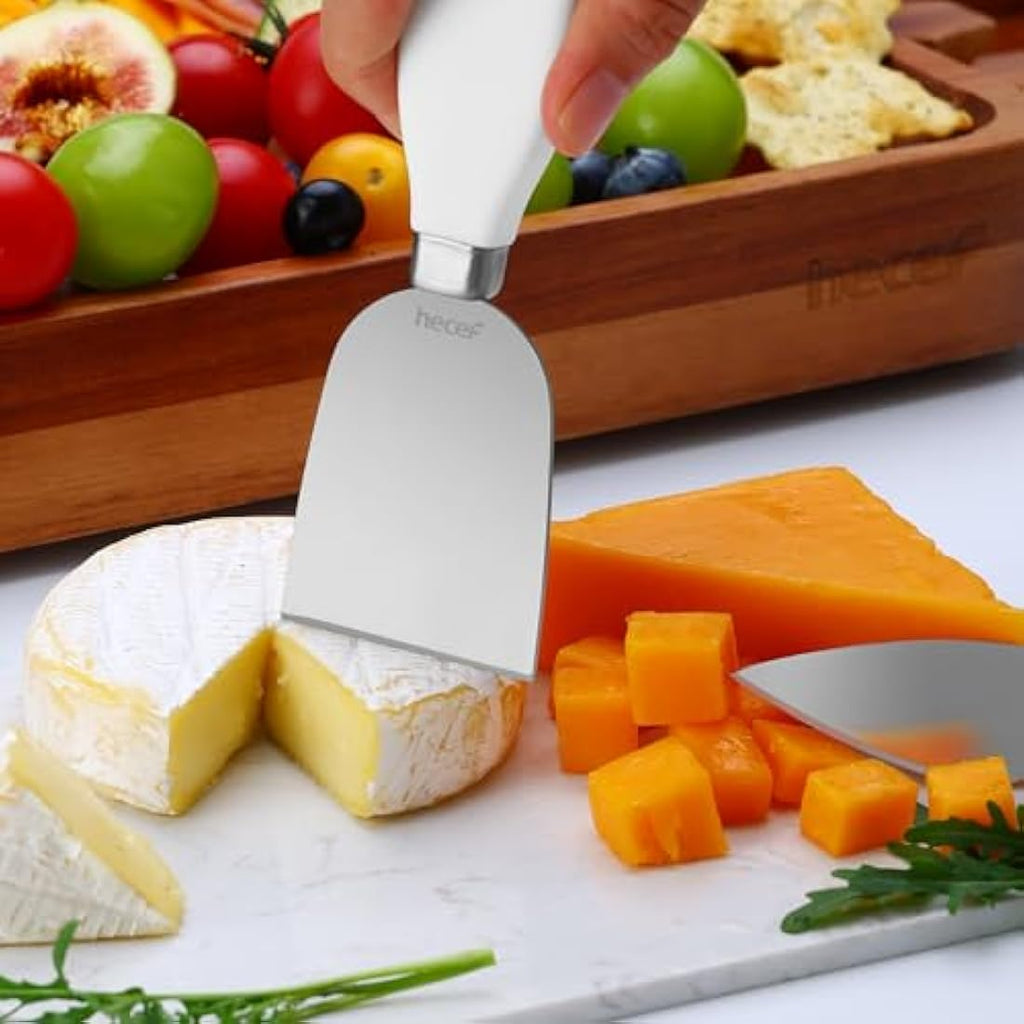 hecef Acacia Wood Charcuterie Board Set with Marble Slate and Cutlery