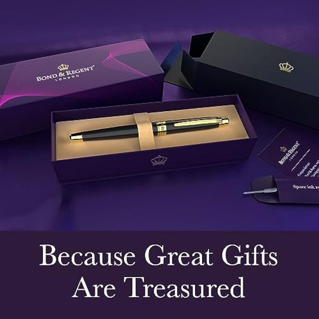 Bond & Regent Rollerball Pen – Gloss Black & 24K Gold Luxury Gift