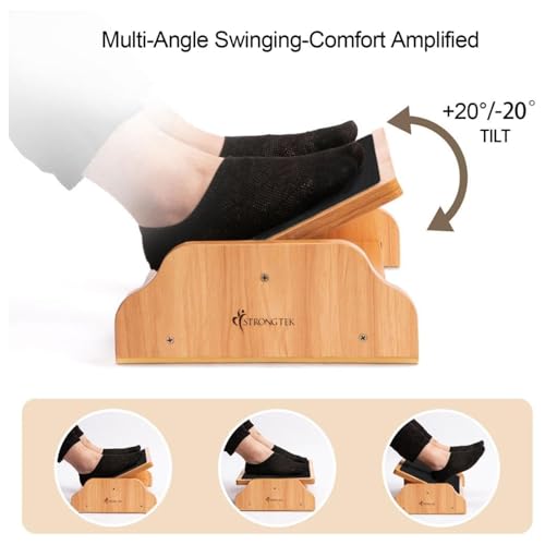 StrongTek Wooden Rocking Foot Rest – Ergonomic Under Desk Stool