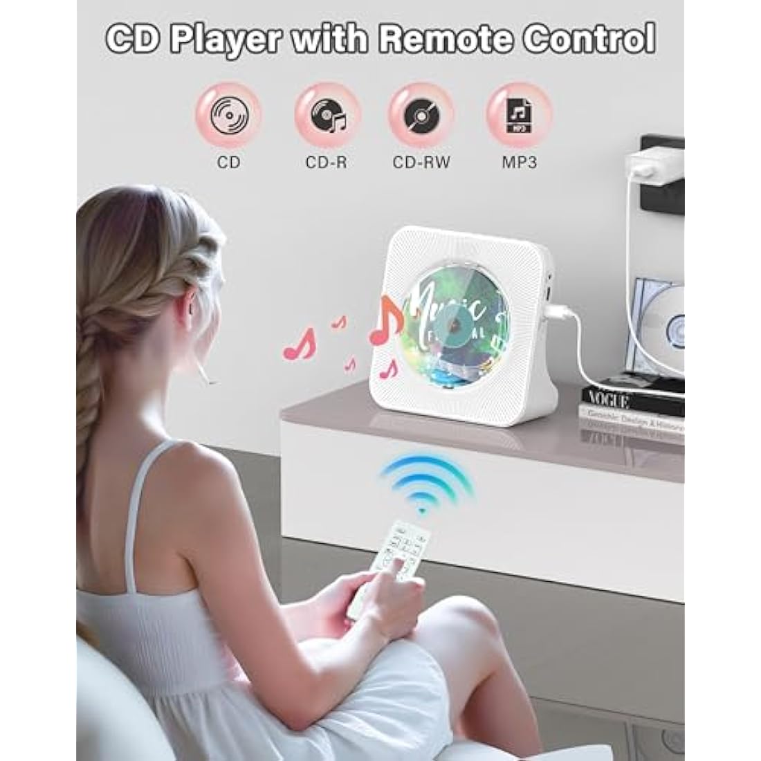 Greadio Portable Desktop CD Player with Bluetooth 5.0 and HiFi Speakers