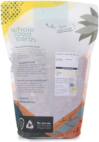 Wholefood Earth Organic Whole Almonds – 2kg Raw Vegan High Protein