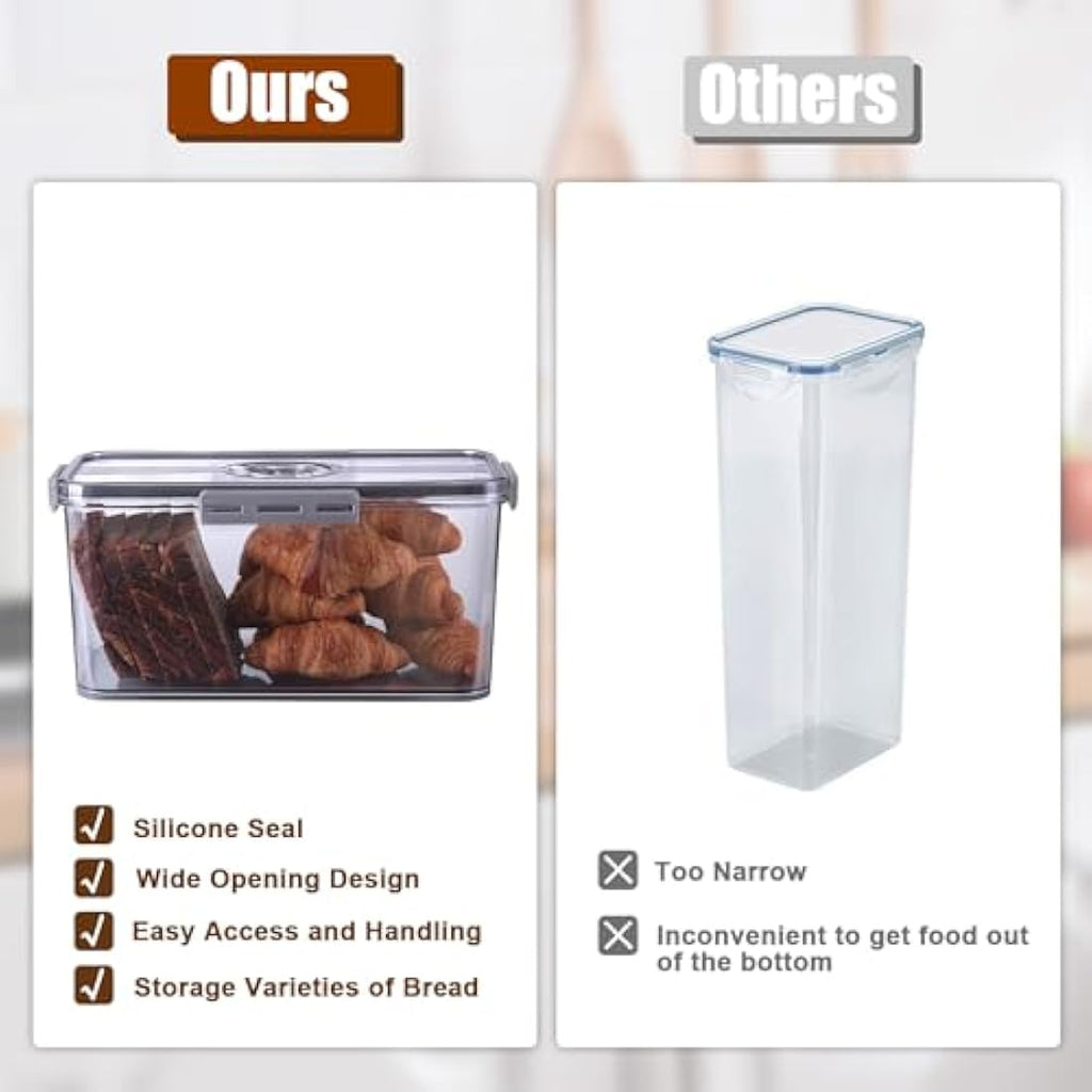 Gifhomfix Airtight Bread Bin with Time Dial – Large Plastic Storage Box