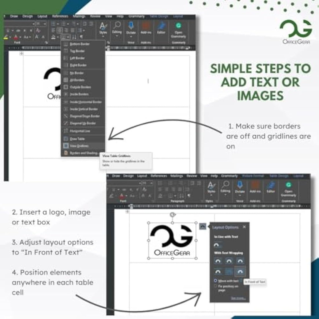 OfficeGear Printable Tent Cards | 1500 Bulk Pack | 170gsm White Card