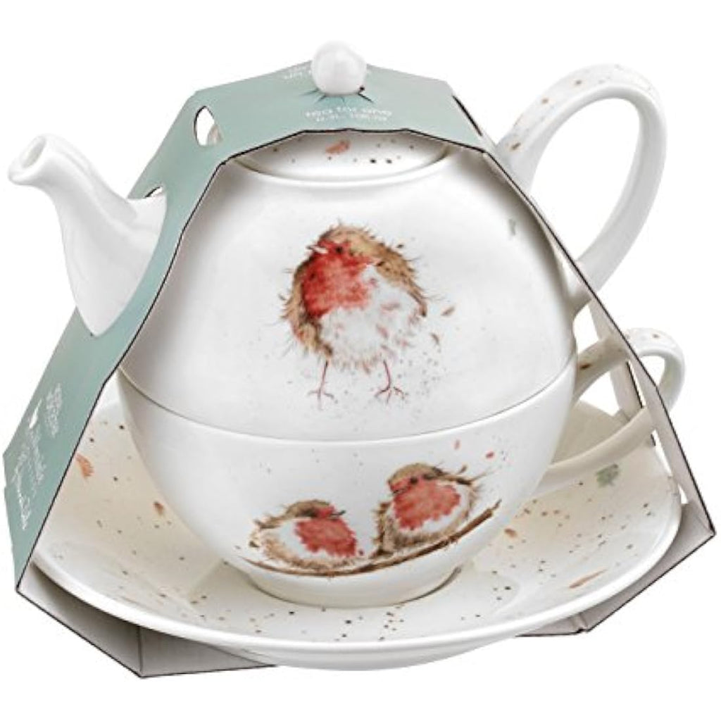 Wrendale Designs Robins Tea for One Set | Bone China Teapot & Saucer