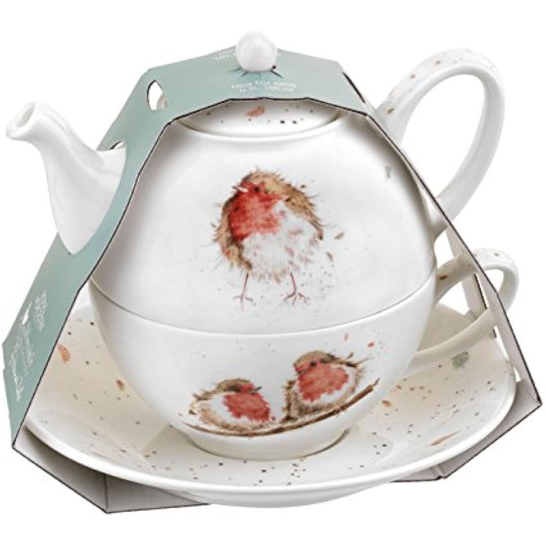 Wrendale Designs Robins Tea for One Set | Bone China Teapot & Saucer