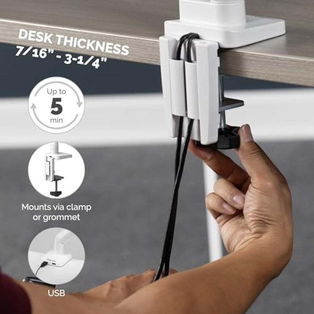 Fellowes Platinum Series Monitor Arm – Gas Spring Desk Mount, White