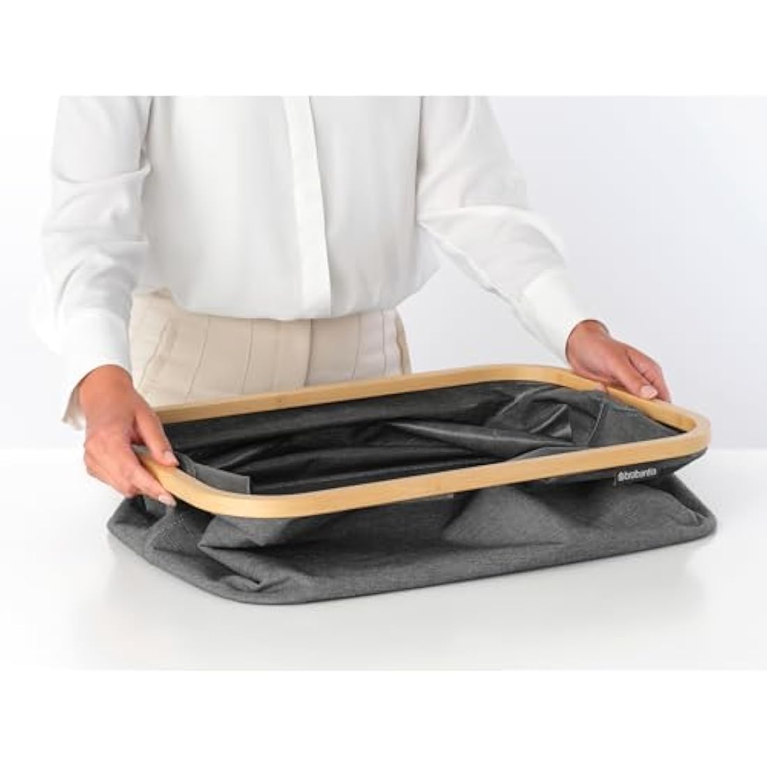 Brabantia Foldable Laundry Basket – 40L Water Resistant Hamper, Pepper Black