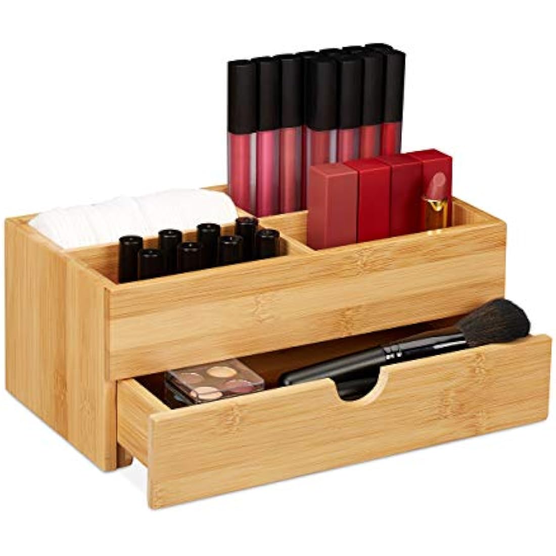 Jolof Store Bamboo Cosmetics Organiser | 4 Compartments & Drawer