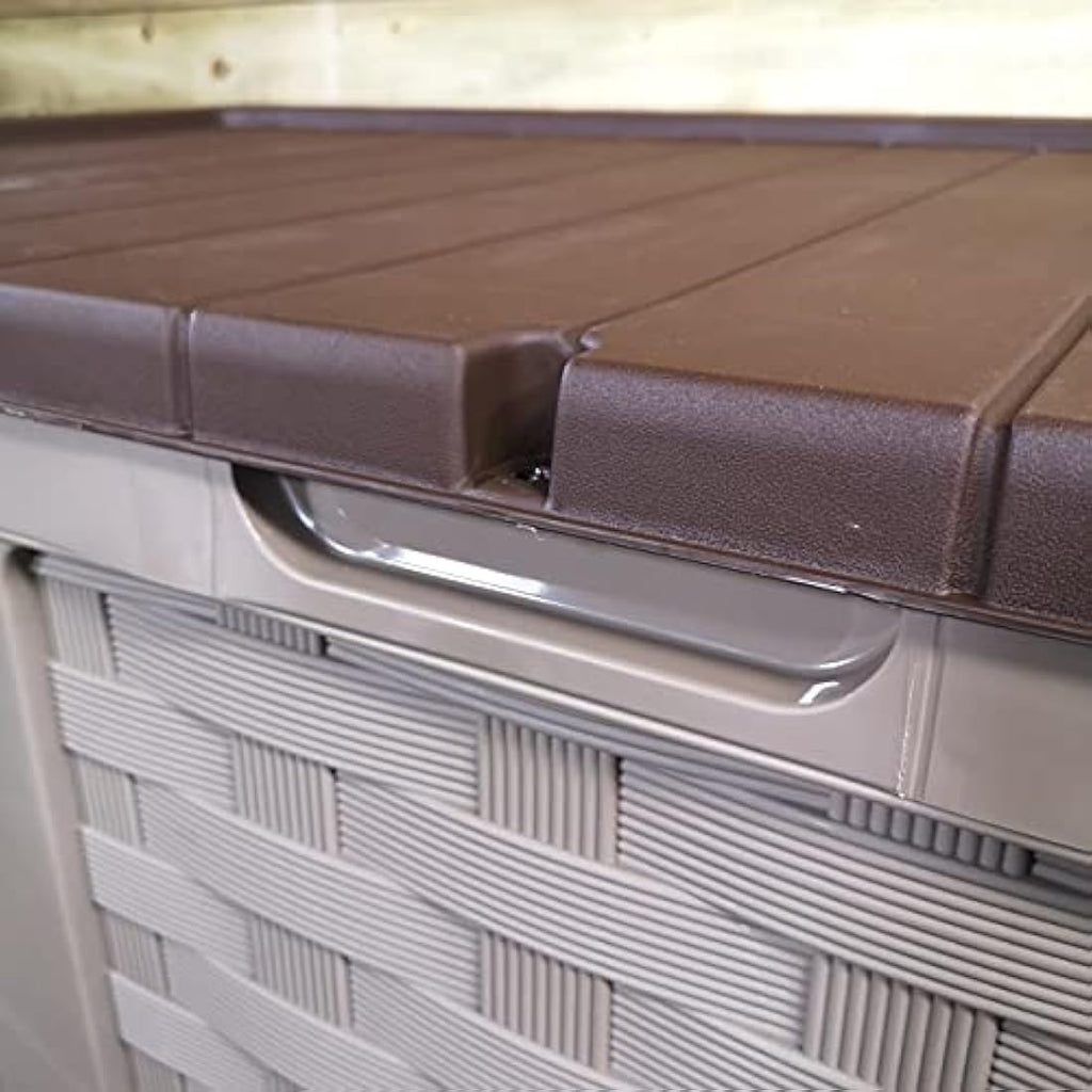 Starplast Rattan Style Garden Storage Box - 634L Lockable Outdoor Chest
