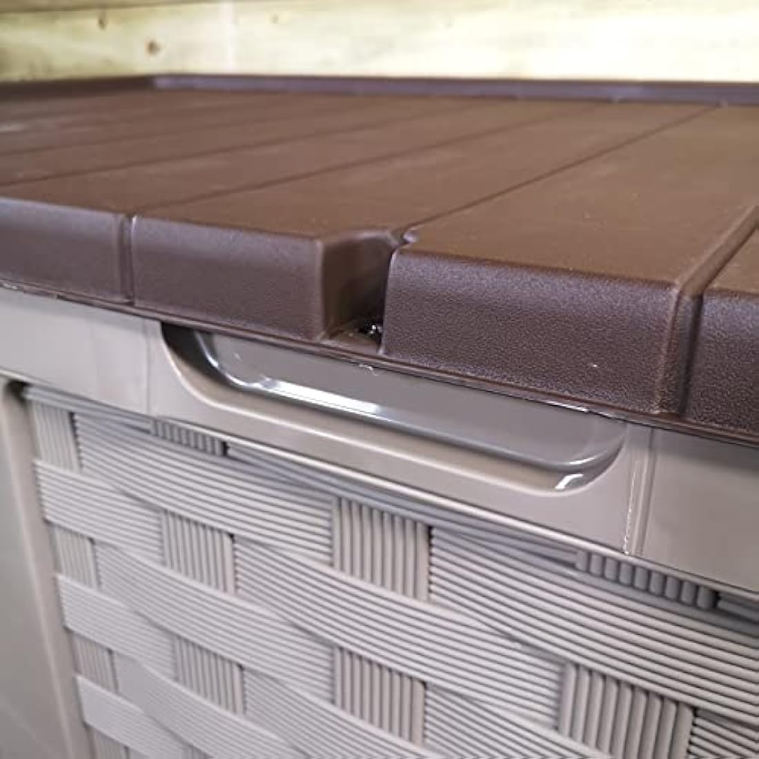 Starplast Rattan Style Garden Storage Box - 634L Lockable Outdoor Chest