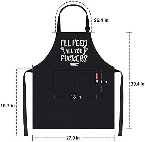 APRONPANDA I'll Feed All You Funny BBQ Chef Apron with 2 Pockets