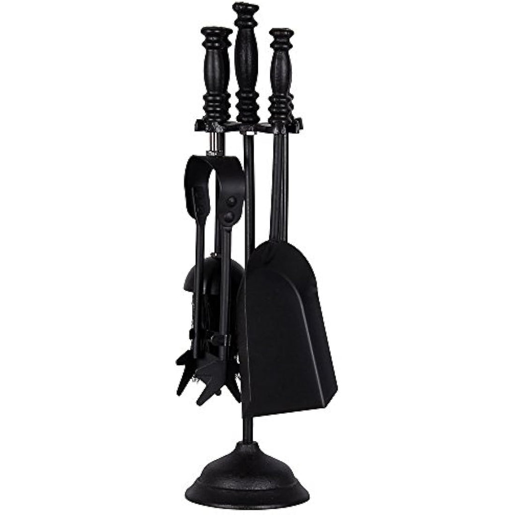 Malham 5 Piece Fireplace Companion Set | Black Steel Tools
