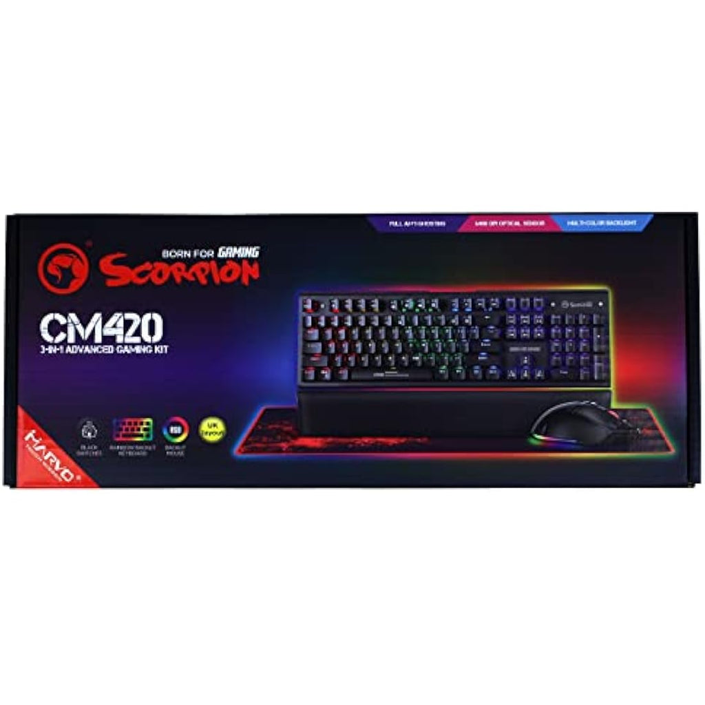 Marvo Scorpion CM420-UK 3-in-1 Gaming Kit | RGB Keyboard, Mouse & Headset