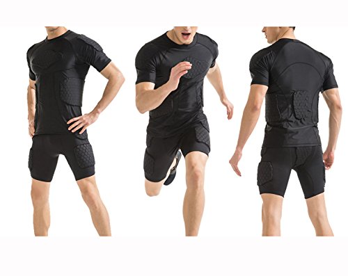 DGYAO Men's Padded Compression Shirt | Rugby Chest & Rib Protector