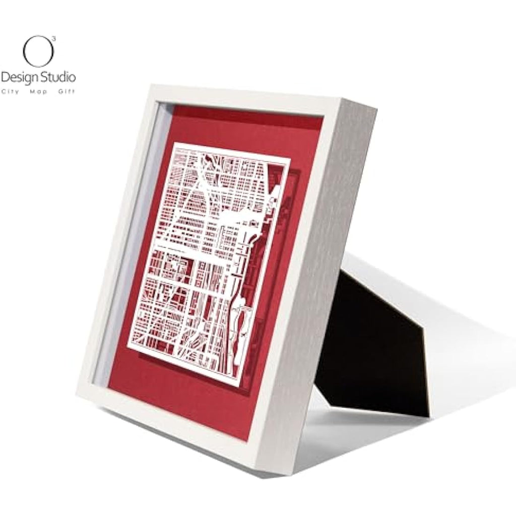 O3 Design Studio Chicago Paper Cut Map | Framed 9x9 Wall Art Decor