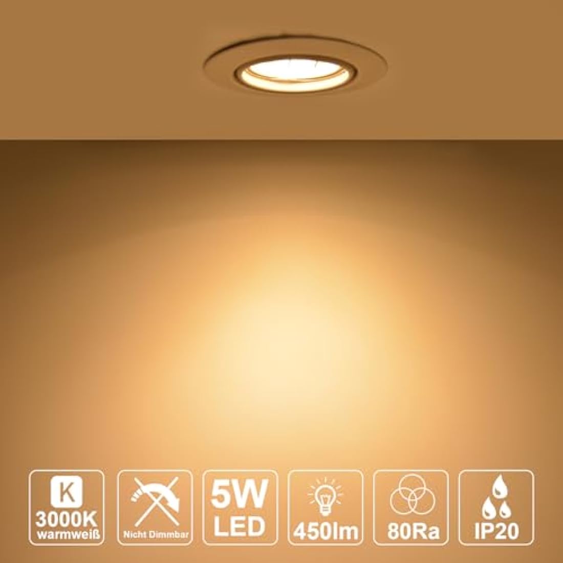 HiBay 6-Pack LED Recessed Downlights | Brushed Chrome Tilt Spotlights
