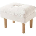 YMYNY Small Ottoman Footstool | Padded Beige Wooden Shoe Stool